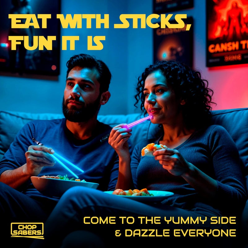 ChopSabers LightSaber Chopsticks Light Up Saber Led (4 Pairs, Red Blue Green Purple) - Image 2